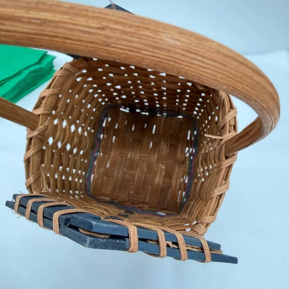 Napkin Holder Basket w/ Handle Bless This Nest Birdhouse Woven Country Decor